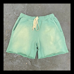 Custom Gallery Street Wear Splash Printed Track Shorts Mujeres Raw Hem French Terry Cotton Mineral Washesale - Product Image 6