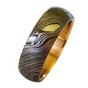 แหวนผู้ชายเหล็กดามัสกัส ตีขึ้นรูปด้วยมือ แหวนแต่งงานลายไม้ธรรมชาติ เครื่องประดับงานหนัก ผู้จัดจำหน่าย - Product Image 4