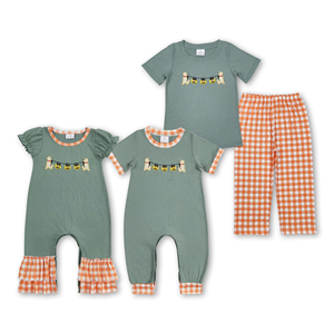 OEM/ODM/RTS Conjuntos de ropa casual para bebés y niños, peleles de manga corta con diseño de calabaza para Halloween - Product Image 2