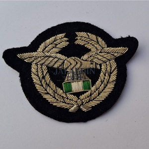 Handmade Embroidered Silver Bullion Wire Air Lines <b>Cap</b> Badge 3D Design Customized Fabric (Canvas) for Uniforms Premium Quality - Product Image 1