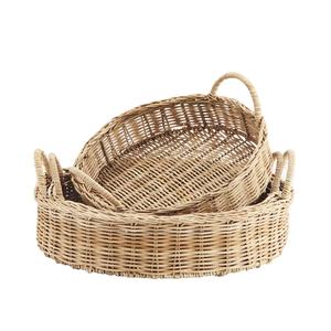 Plateau en rotin tressé, plateau de service festonné en rotin écologique, fabricant de plateaux en osier durables avec service OEM ODM - Product Image 1