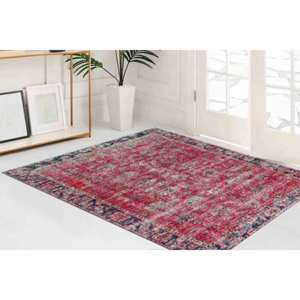 Tapis imprimé - Rouge, mat, délavé, antique, turc, chambre, bureau, luxe, cadeau, tapis chenille - Product Image 2