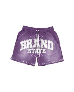 2025 nuevo diseño de logotipo personalizado impreso ropa de verano personalizada peso ligero Regular ajustado Rhinestone Raw Hem Shorts - Product Image 2