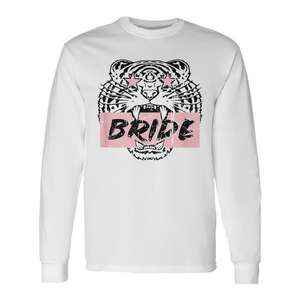 T-shirt rétro à manches longues pour mariée tigre, rose, pour enterrement de vie de jeune fille - Product Image 1