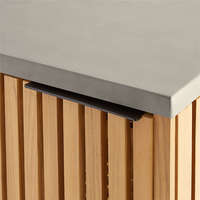 Ensemble de cuisine portable en forme de L Sophia, en teck massif, 5 sections, finition naturelle, pour usage hôtelier