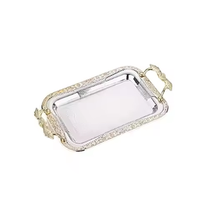 Platos de hoja de Metal dorado ecológicos, cuencos, vajilla de diseño para servir para el hogar, Hotel, restaurante, artículos de comedor elegantes que incluyen - Product Image 5