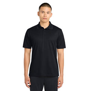 Camisas Polo de Manga Corta de Corte Regular Negras, Camisas Polo de Cuello Negro Lisas de Manga Larga de Algodón para Hombre - Product Image 1