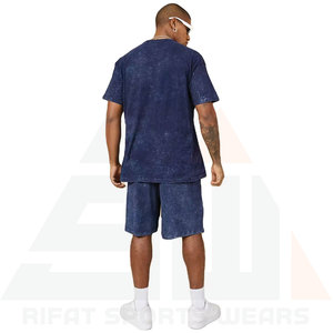 T-shirt à manches courtes pour homme en coton biologique surdimensionné vintage à lavage acide uni à col rond respirant imprimé sur écran personnalisé - Product Image 5