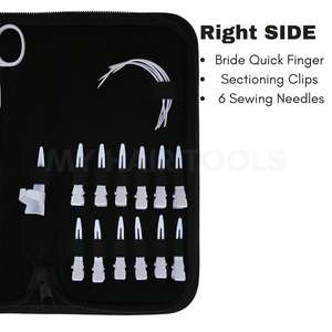 Ensemble d'outils professionnels pour extensions de cheveux comprenant des pinces à micro-perles blanches, des pinces à cheveux courbes, des aiguilles courbes, des pinces à cheveux - Product Image 4