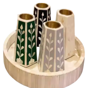 Handmade Bone Inlay Candle Holder for Luxury <b>Home</b> Decor Table Styling and <b>Gifting</b> - Product Image 2