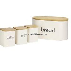 Ensemble de 4 boîtes de rangement pour table à manger pour la maison, forme et taille personnalisées, métal de couleur blanche, pots de cuisine uniques en étain, prix le moins cher - Product Image 1