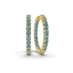 Pendientes de Aro con Diamantes Cultivados en Laboratorio, Color Azul Glaciar, Redondos, 1 Ct Tw, Claridad VS, 44 Diamantes, Oro Sólido de 14K, Brillo Intenso - Product Image 1