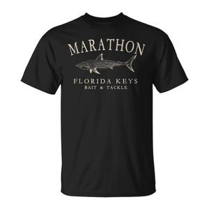 T-shirt Florida Keys Shark Retro Arched Antique White Collezione Marathon Design Promozionale Elegante - Product Image 1