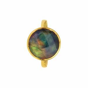 Anillo de Plata de Ley 925 Más Vendido, Estilo Vintage para Mujer, con Cabujón de 12 mm, Piedra Preciosa de Concha de Abulón Multicolor, Chapado en Oro, Joyería al por Mayor - Product Image 2