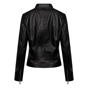 Veste en cuir véritable pour femmes élégante, couleur unique, haute qualité, logo personnalisé, doublure en nylon brut, service OEM - Product Image 3