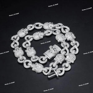 Collar con Eslabones de Calavera con Incrustaciones, Tono Plateado, Cadena Cubana Brillante, Joyería Hip Hop para Hombre, Estilo Urbano, Regalo - Product Image 2