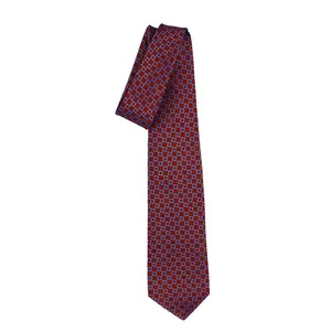 Top Italian 7 Fold Neckties Bologna Garnet Red - 100% Silk Jacquard Weave - Stay Fashion-Forward With Classic Designs