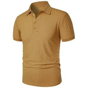Nuevo verano Polo hombres rayas sólidas Fitness elasticidad manga corta polos para hombres camisas de moda - Product Image 5