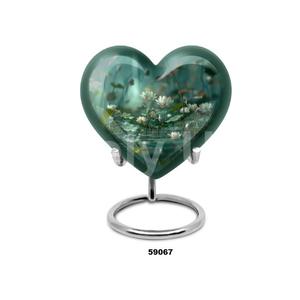 Urna Funeraria de Aluminio en Forma de Lágrima con Flores Rosadas para Cenizas Humanas, con Soporte y Bolsa de Terciopelo Gratis - Product Image 2