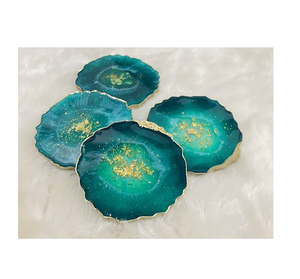 Resin Coaster Gold Glitter Design Pink Color <b>Table</b> <b>Glass</b> Coaster Handmade Eco-Friendly Reusable Customizable Elegant Design - Product Image 4
