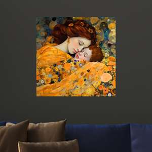 Toile d'art Gustav Klimt : reproduction imprimée de Mère et Enfant, encadrée et prête à accrocher - Product Image 1