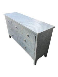 Lado de cama con incrustaciones de hueso con mesita de noche de un cajón con incrustaciones de fregona intrincada personalizable - Product Image 2