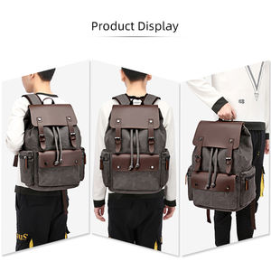 BEARKY Vintage Mochila <span class=keywords><strong>de</strong></span> lona para hombres Mochila <span class=keywords><strong>de</strong></span> <span class=keywords><strong>viaje</strong></span> para computadora portátil Venta al por mayor OEM/ODM Fábrica - Product Image 5