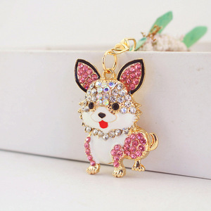 Porte-clés en alliage de zinc <span class=keywords><strong>Corgi</strong></span> doré, pendentif breloque métallique couleurs assorties pour clés de voiture, sacs, cadeaux, vente en gros - Product Image 2