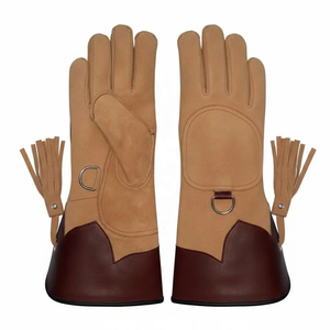 Guantes de Cetrería de Cuero con Borla y Anillo en D para Manipulación de Aves, Equipo de Caza, Talla Única, Color Sólido, Duraderos - Product Image 1