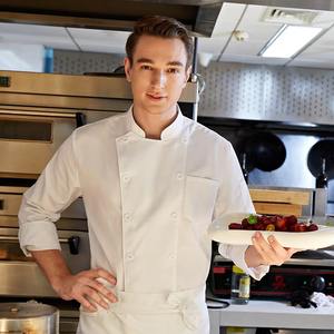 Uniforme de Chef de manga larga de alta calidad, chaquetas de Chef ejecutivo, uniforme de cocina de Chef corto, uniforme de restaurante, camisa con logotipo - Product Image 5