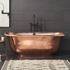 Bañera de cobre de Estilo Vintage hecha a mano antigua para interior de baño de lujo con acabado elegante y diseño real - Product Image 6