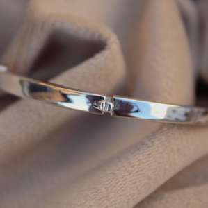 Classic Solid 925 Sterling <b>Silver</b> Hinged Cuff <b>Bracelet</b> Moissanite Statement Gift for <b>Men</b> and Women - Product Image 2