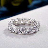 Anillo de Boda de Moissanita con Corte Marquesa de 2x3mm, Apilable, de Plata Esterlina 925