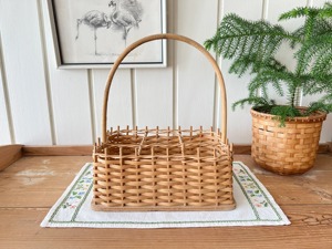 Panier à bouteilles rectangulaire en rotin tressé vintage Artex Green Earth, écologique, avec poignée, fait main, paniers de rangement en rotin naturel - Product Image 4