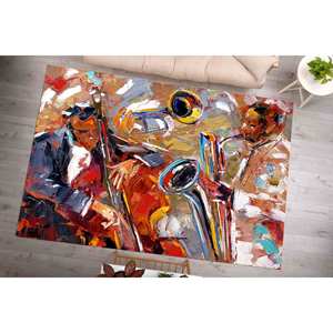 Tapis imprimé avec des musiciens de jazz : tapis d'appoint antidérapant, tapis doux non tissé - Product Image 3