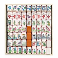 Pfirsichrosa Plastik Amerikanische Mahjong-Steine 4-Schichtig Graviert Tragbares Luxus-Geschenkset für Familienunterhaltung