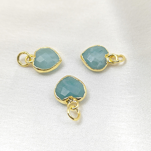 Coeur à facettes Amazonite pierre précieuse pendentif à breloque or électrolytique breloque en vrac pour la fabrication de bijoux à bricoler soi-même - Product Image 1
