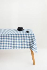 Light Blue Gingham Linen Tablecloth Handmade Natural Linen <b>Cloth</b> for Dining Wedding & Party Soft Linen <b>Cloth</b> for <b>Table</b> Covering - Product Image 4