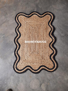 Wholesale Custom Scalloped Jute <b>Rugs</b> Eco <b>Boho</b> Handmade Carpets for Entryway or Living Room Bulk Orders - Product Image 2
