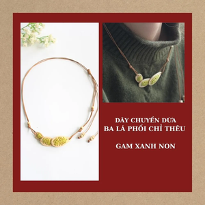 สร้อยคอแฟชั่นธรรมชาติที่ไม่ซ้ำกันทำด้วยมือมะพร้าวสามใบปักด้าย Viet fargimex - Product Image 5