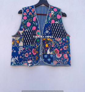 Chaqueta acolchada de algodón para mujer, Kimono con abertura frontal, a rayas, hecha a mano, chaqueta acolchada Vintage con borde crudo - Product Image 1