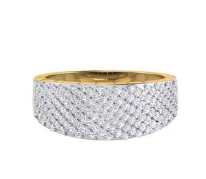 Anillo de compromiso de oro pavimentado con diamantes cultivados en laboratorio, banda de boda hecha a mano, regalo de aniversario único para mujeres, joyería fina para fiestas - Product Image 1