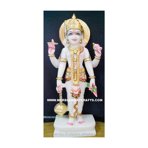 Makrana-Idol de Vishnu Ji, el señor de mármol indio, blanco, hermoso posado de pie, buen trabajo dorado, Dasaavthar Murti, mejor hecho a mano - Product Image 1