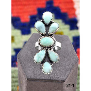 Bague ajustable en argent sterling et turquoise Paloma d'inspiration sud-ouest, bijou tendance en acier inoxydable avec sertissage clos, cadeau idéal - Product Image 2