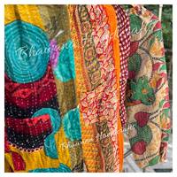 Pantalon palazzo kantha en coton, pantalon fait main avec deux poches latérales, pantalon boho coloré unisexe