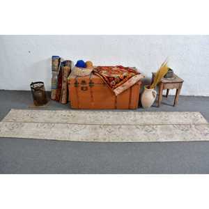 Tapis de 2x9,4 pieds, tapis turc vintage, tapis gris patchwork - Product Image 2