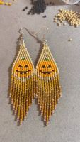 Boucles d'oreilles personnalisées brodées en forme de citrouille pour Halloween – Meilleur design tendance avec perles de rocaille