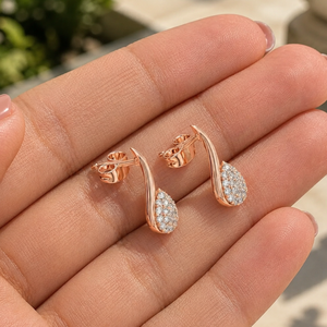 Boucles d'oreilles clous en diamant taille brillant ronde, plaqué or rose 14 carats, moissanite, cadeau de mariage de luxe - Product Image 6
