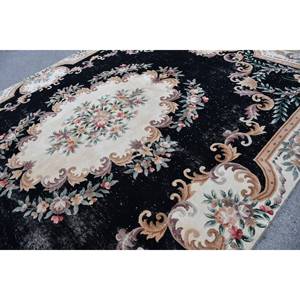 พรมตุรกีทำด้วยมือสีเบจสีดำคลาสสิกขนาด10.6x14.6ฟุตงานปะต่อทรงสี่เหลี่ยมผืนผ้าดีไซน์สำหรับห้องนั่งเล่นขนแกะยางโพลีเอสเตอร์สำหรับวัยรุ่น - Product Image 5