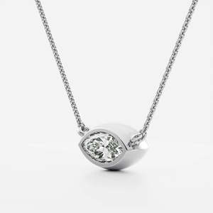 Marquise Cut Moissanite Solitaire <b>Sterling</b> <b>Silver</b> Luxury Women's Pendant <b>Necklace</b> Elegant - Product Image 5